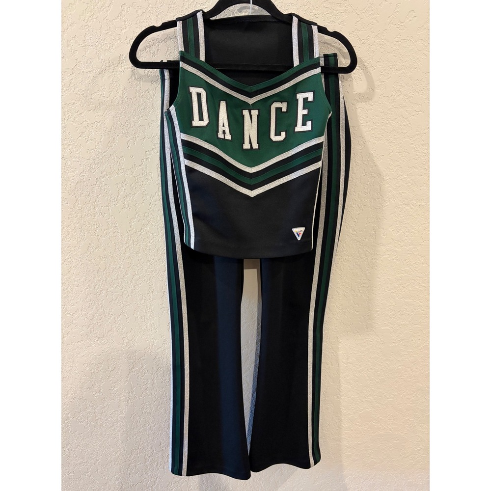 Varsity Spirit Fashions Dance Cheer Uniform Set Black Green Silver